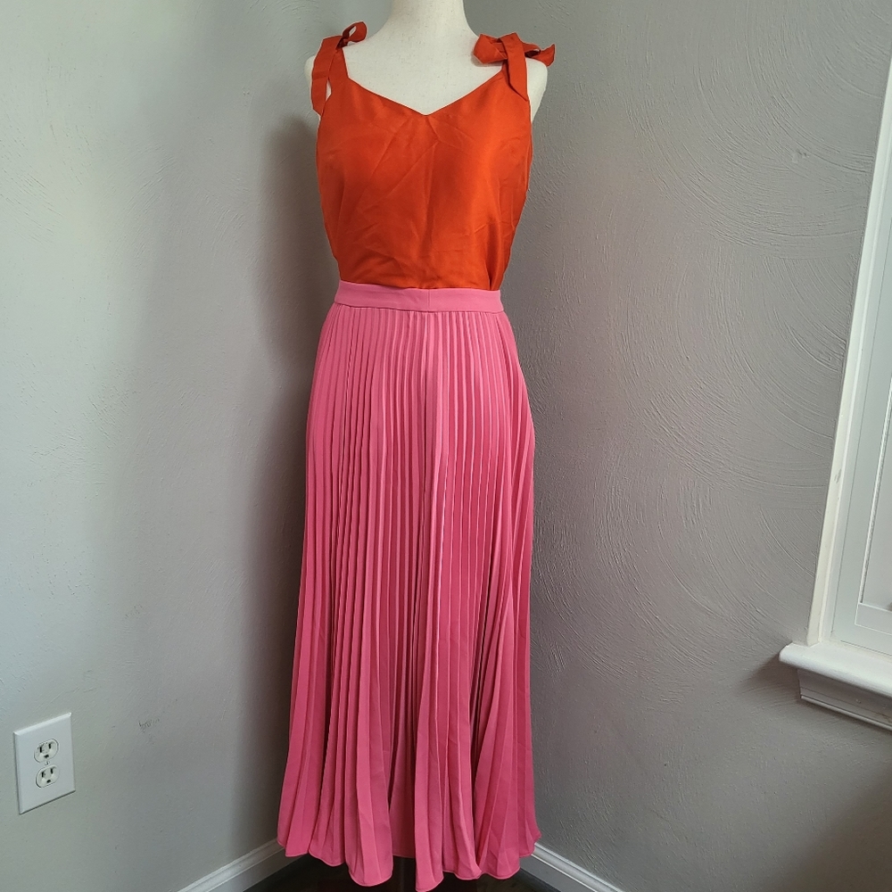 NWT J. Crew Orange Silk Peplum Tie Shoulder Tank Size 2T